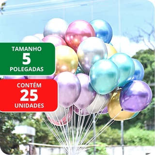 25 Balão Platino Redondo Nº5 Pic Pic Bexiga Platinada Decoração Festa Aniversário Recepção
