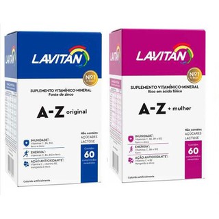 Kit Vitaminas Lavitan A-Z Homem + A-Z Mulher 60 comprimidos cada (Produtos Originais)