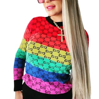 Blusa Suéter Tricot Inspiração Gucci Colors Blogueira Moda Insta (1)