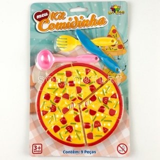 Meu Kit Comidinha Pizza Garfo Faca Colher Cozinha Infantil Brinquedo Criança Menino Menina