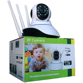 Câmera Ip Sem Fio 360° Babá eletronica monitore seu Bebê ,3 Antenas Hd Wifi Visão Noturna Alarme