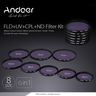 Filtro De Fotografia Andoer 67mm Uv + Cpl + Fld + Nd (Nd2 / Nd4 / Nd8) Para Kit De Filtro De Fotografia Ultravioleta / Filtro De Densidade Circular Para Dslrs (3)