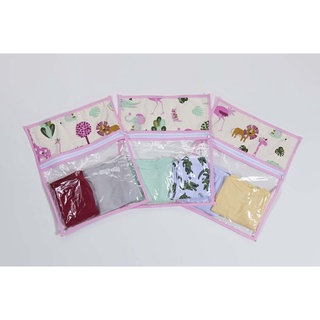 Kit Saquinho de Maternidade Para roupa de bebe Menina Safari Rosa 3pçs Pvc Plastificado