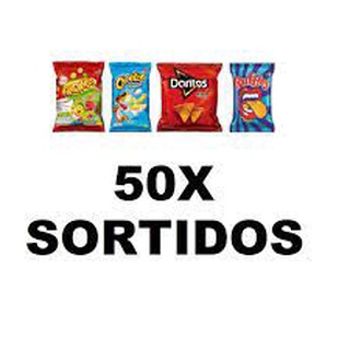 KIT COM 50 Mini Salgadinho Biscoito Elma Chips Doritos / Cheetos / Fandangos / Batata