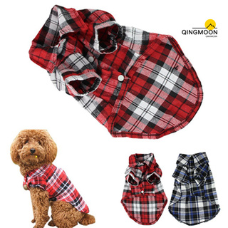 qingmoon Cute Pet Dog Puppy Plaid Shirt Coat Clothes T-Shirt Top Apparel Size XS S M L