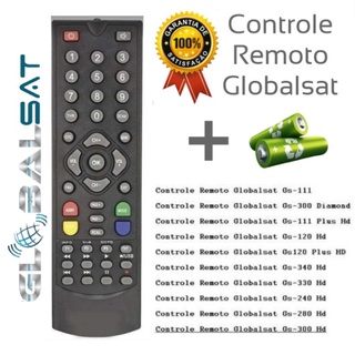 Controle Remoto Globalsat + Pilhas GS-111 / GS-111 Plus / GS-120 / GS-120 Plus / GS-240 / GS-280 / GS-300 / GS-300 Diamond / GS-330 / GS-340