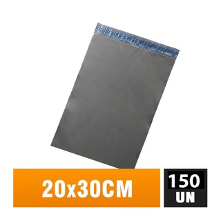 150 Envelope com Lacre 20 x 30 cm Plástico Segurança Inviolável Cinza Embalagem Correio