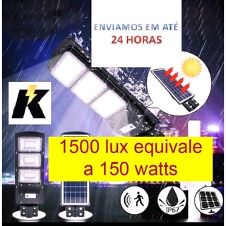 Luminária Poste 150 Leds (1500 lux equivale 150 watts) / Energia Solar / com sensor de movimento / a prova d’Aguakvs