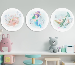 Quadros Decorativos Infantis Kit de 3 Quadros Infantis Quadro Redondo - quadro maternidade - placa maternidade - quarto bebe - quadro decorativo