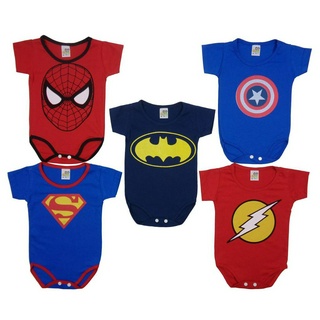 Body Bebê Recém-nascido Menino Estampa Super-heróis - Kit Com 5 Unidades