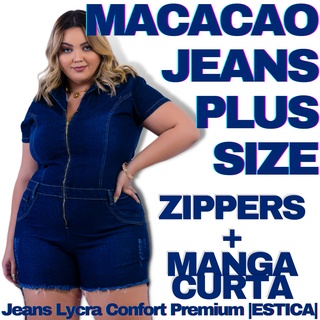 Macaquinho Macacão Jeans Plus Size com Elastano Premium Confortavel e Macio [Mc_Vir]