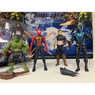 Os vingadores guerra infinita kit 4 bonecos 17cm homem aranha, capitao america, hulk, pantera negra