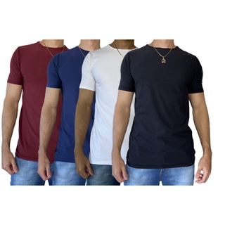 Camiseta Masculina Basica Camisa Premium Algodão Com Elastano
