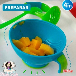 Kit Bebê Preparador e Amassador de Papinhas e Frutas Nûby - Azul ou Vermelho (6)