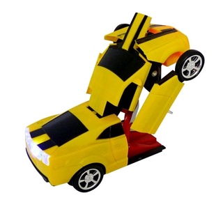 Brinquedo carro Camaro Amarelo vira robô com som e luz