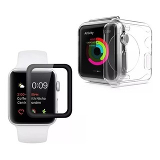 Capa Silicone ABERTA + Pelicula Gel Apple Watch Iwatch 38 40 42 44 Apple Watch 42mm 38mm Para Apple Watch, Iwo8, IWO9, IWO10, IWO12, IWO13, IWO12 LITE, W26, F8, F9, X6, X7 NOS TAMANHOS 38, 40, 42 E 44