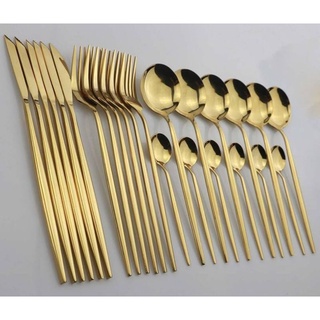 JOGO DE TALHERES faqueiro dourado talheres utensílio de cozinha suplat kit 24 talheres dourado slim