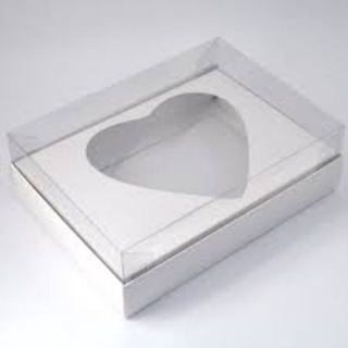 10 Caixas de Coração de Colher com tampa de acetato