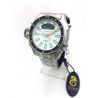Relógio Atlantis Aqualand JP2000 Serie Prata Branco Aço Promoção