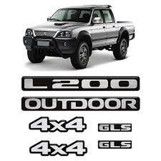 Kit Emblemas Mitsubishi L200 2011 Outdoor 4x4 Gls Resinado