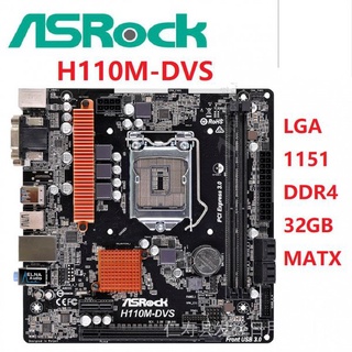 Placa Mãe De Mesa ASROCK H110M-DVS H110/LGA Soquete 1151 DDR4 32G MATX Original Usado Mainboard A2QJ