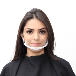 Mascara transparente em acrílico bloqueio de saliva boca e nariz mask clean