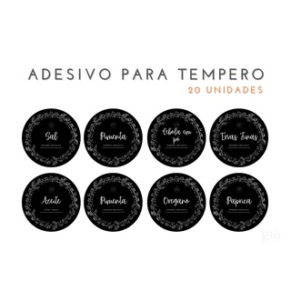 Etiquetas Adesivas Potes Porta Tempero Condimentos Preto 4x4cm 20 Unidades (1)