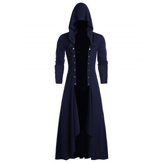 【BGK】Men's Retro Steam Punk Gothic Wind Cloak Coat Fashiona Plain Cap Cardigan Coat (4)
