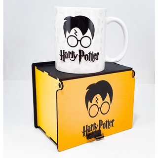 Caneca Harry Potter de porcelana + caixa em mdf