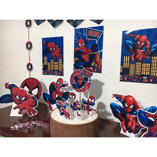 kit decoração Spider Man Homem aranha festa pequena decoração barata kit bolinho (2)