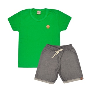 Conjunto Infantil Menino Camiseta com Aplique e Bermuda em Moletinho ou Tactel Estampada Rotativo (7)