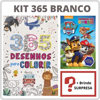 Livro Kit com 2 livros - Livro com 365 Desenhos para Colorir + Livro Patrulha Canina das Cores - Livro para Colorir - Infantil