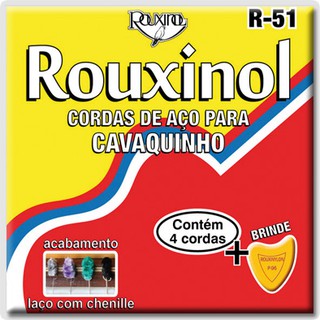 Encordoamento cordas Cavaco ( Cavaquinho ) marca Rouxinol R-51 acabamento laço com chenille + palheta de brinde