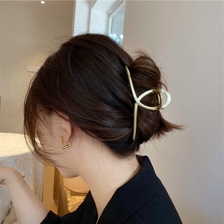Clipe de garra para cabelo feminino coreano INS Fashion Imitação de pérola / Grampo de metal dourado para garras de liga (1)