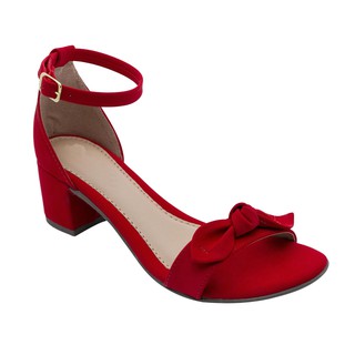 Sandalia Feminina Salto Quadrado Sapato Confortavel Saltinho Vermelho Joys Shoes
