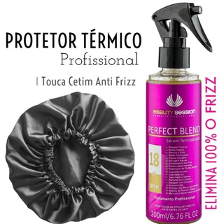 Protetor Térmico/Defrizante -18 BENEFICIOS PERFECT BLEND PROFISSIONAL 200 ML + TOUCA CETIM - Beauty Session Cosmetic Professional