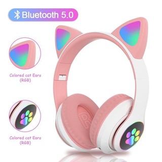 Fone Orelha De Gato Gatinho Cat 5.0 Bluetooth Ear Com Led Rgb Headphone