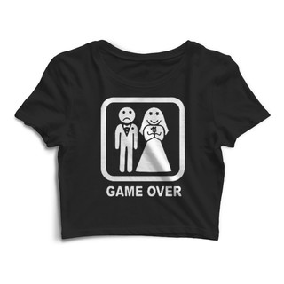 Cropped Camiseta Game Over Casal Top Frases Envio Já