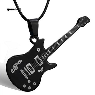 Yar_ Colar Masculino De Aço Inoxidável Com Pingente De Nota Musical / Guitarra | YAR_Cool Men's Stainless Steel Guitar Shape Musical Note Pendant Necklace Jewelry