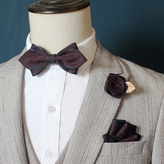 Terno de gravata borboleta masculino toalha de bolso Rose Brooch noivo de casamento padrinho homem laço maré de flores