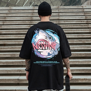 Camiseta Unissex Manga Curta Estampa De Tubarão Branco / Hip-Hop