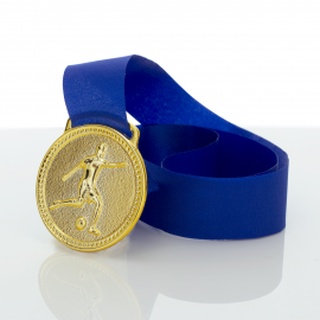 Medalha Jogador Vitoria 50mm Ouro Prata e Bronze com Fita Azul