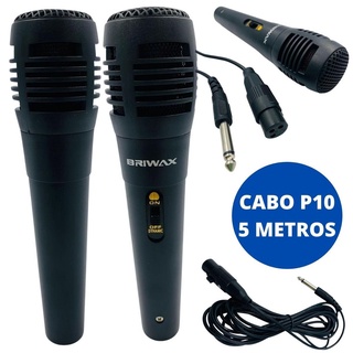 Microfone Dinamico Cabo 5m Caixa De Som Karaoke P10
