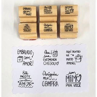 Kit Carimbos Embalagem Decorativos Sacolas Kraft Tags Produto Artesanal Artesã Personalizados Contém Amor (1)