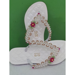 Chinelo bordado sandalia santa lolla palmilha confort feminino adulto artesanato lançamento
