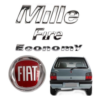Kit Emblemas Uno Mille Fire Economy Cromado Logo Grade (1)