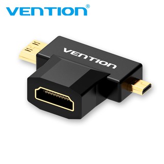 Adaptador Vention 2 em 1 Micro HDMI/Mini HDMI para HDMI Macho para Fêmea 1080P 3D