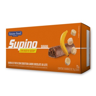 Barras De Frutas Supino Banana e Chocolate ao Leite Zero Açúcar 3x24g Banana Brasil