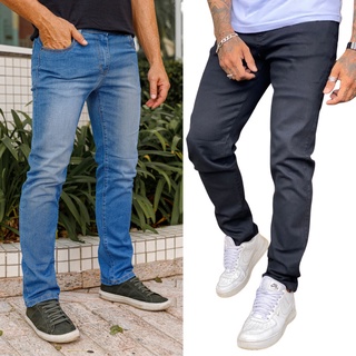 Kit 2 Calça Slim Masculina Jeans Com Elastano