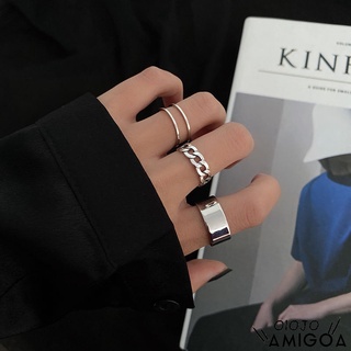 3 Pçs / Set Coreano Simples Anéis Ajustáveis Set Metal Oco Anéis De Dedo Moda Feminina Jóias Acessórios -OLO (6)